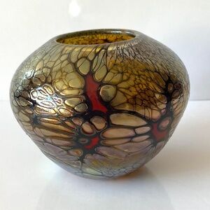 Magma Vessel Unique Art Glass Vase by Allan Gott Signed Dated 2001